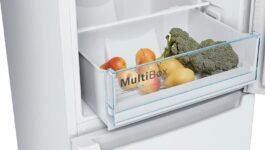 Bosch – Frigorífico Combi, 60 cm, Serie 2, NoFrost, Iluminación LED, MultiAirFlow, Blanco, KGN36NWEA