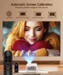 【Enfoque automático 4K】 Proyector, Proyectores Portateis 4k y 8k Full HD compatibles con 260ANSI, WiFi 6G BT 5.4, Proyector Home Cinema Giratorio 180° para TV Stick