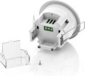 deleyCON 1 x Detector de movimiento por infrarrojos Montaje empotrado en techo Control de luz interno Área de trabajo de 360° Alcance de 6 m Sensor de luz integrado Blanco
