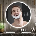 YOLEO Espejo de Baño LED Redondo 60 x 60 cm con Interruptor Táctil y Vidrio Antideflagrante, Blanco Frío 6400 K