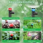 Sistema de riego de jardín, riego automático de 65 m + 10 m, kit de riego por goteo de 152 piezas con boquilla de aspersión ajustable, flores masivas, plantas de patio, riego, agricultura