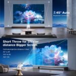 Proyector Portátil Soporte 4K 1080P, Mini Proyector para Móvil con WiFi 6 Bluetooth 5.0 Auto Keystone Proyector Portátil Giratorio de 220° Compatible con HDMI/TV Stick/Laptop