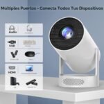 Proyector Portátil Soporte 4K 1080P, Mini Proyector para Móvil con WiFi 6 Bluetooth 5.0 Auto Keystone Proyector Portátil Giratorio de 220° Compatible con HDMI/TV Stick/Laptop