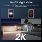 wansview Cámara de Vigilancia Solar WiFi para Exteriores – Cámaras 2K Vigilancia del Hogar WiFi 2.4G Hz Seguridad Inalámbrica con Batería, Sirena PIR, Visión Nocturna en Color, IP65