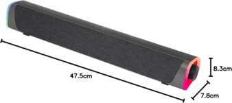 Woxter Big Bass 320 – Barra de Sonido con 20W de Potencia (RGB, Retroiluminada, 3,5 mm, PC/PS4/Xbox/TV/Móvil/Tablet), Alimentación USB, Negro