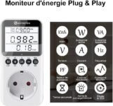 KETOTEK – Toma de corriente con pantalla LCD retroiluminada, 3680 W, medidor de potencia, medidor de potencia, medición del consumo eléctrico, medidor eléctrico