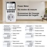 KETOTEK – Toma de corriente con pantalla LCD retroiluminada, 3680 W, medidor de potencia, medidor de potencia, medición del consumo eléctrico, medidor eléctrico