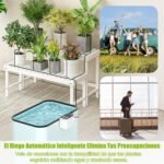 Sistema de riego automático, kit de riego por goteo de bricolaje, sistema de riego recargable con alarma de escasez de agua y falta de energía, tiempo ajustable, puede regar 15 macetas