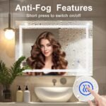 SaniteModar Espejo de Baño con Luz 60 x 100 cm – Ultra Brillante y Antivaho – Espejo de Baño LED de Pared – Instalación Vertical/Horizontal, IP44 Resistente al Agua