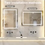 SaniteModar Espejo de Baño con Luz 60 x 100 cm – Ultra Brillante y Antivaho – Espejo de Baño LED de Pared – Instalación Vertical/Horizontal, IP44 Resistente al Agua
