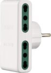 Vimar – Adaptador enchufe Schuko + 4 tomas 10/16, Blanco