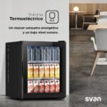 Svan Frigorífico Mini Frigorífico Horeca Negro SRH5400P. Capacidad 23 Litros, Puerta reversible, Bajo nivel sonoro, Clase de eficiencia energética E