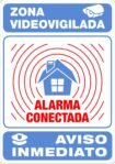 Señal de Metal Premium y Ultrarresistente, Señal Disuasoria Interior/Exterior, Aviso de Policía Conectada con Alarma, 21 x 15 cm