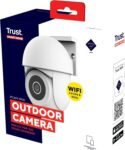 Trust IPCAM-3900 Cámara de Vigilancia WiFi Exterior, Cámara 360° con Visión Nocturna, Luz/Sirena/Micrófono Incorporados, Detección de Personas, Cámara con App, Videovigilancia, Blanco
