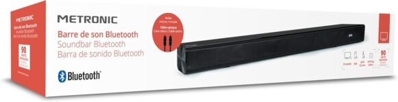 Metronic 477591 – Barra de Sonido Bluetooth v5.3 para PC o TV, 90W, Estéreo 2.0, Tomas de Audio TV, USB, AUX, Óptica, Montaje en Pared, Mando a Distancia