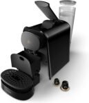 Philips L’Or Barista Original Cafetera de Cápsulas Espresso, 19 Bares de Presión, Cápsula Simple y Doble, Doble Salida para 1 o 2 Tazas, Incluye Kit de Degustación, Negra (LM8012/60)