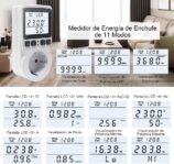 KETOTEK Medidor de Consumo Eléctrico, Monitor de Electricidad con Pantalla LCD Retroiluminada, Medidor de Consumo de Energía Enchufe 11 Modos, Protección Contra Sobrecarga 3680W