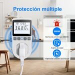 KETOTEK Medidor de Consumo Eléctrico, Monitor de Electricidad con Pantalla LCD Retroiluminada, Medidor de Consumo de Energía Enchufe 11 Modos, Protección Contra Sobrecarga 3680W