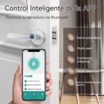 Smart Lock – Cerradura Electrónica 6 en 1, Huella Digital, App, Tarjeta IC, NFC, Contraseña, Llave Mecánica, Alarma de Batería Baja, Contraseña Antiespía, Apto para Interior, Plata