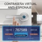 Smart Lock – Cerradura Electrónica 6 en 1, Huella Digital, App, Tarjeta IC, NFC, Contraseña, Llave Mecánica, Alarma de Batería Baja, Contraseña Antiespía, Apto para Interior, Plata