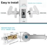 Smart Lock – Cerradura Electrónica 6 en 1, Huella Digital, App, Tarjeta IC, NFC, Contraseña, Llave Mecánica, Alarma de Batería Baja, Contraseña Antiespía, Apto para Interior, Plata