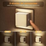 Emeritpro Luz nocturna con sensor crepuscular, luz nocturna LED, 3000 K, blanco cálido, brillo ajustable para habitaciones, pasillos, habitaciones de niños, paquete de 2