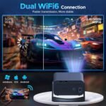 Proyector Portátil 4K y 1080P HD | Wi-Fi, Bluetooth | Enfoque automático y Keystone | Soporte 360° | Compatible con Smartphone, HDMI, USB, TV, Laptop | Conexión de pantalla espejo