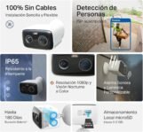 Tapo C400 Cámara WiFi Externa Inalámbrica FHD, Batería 5200mAh Hasta 180 Días, Cámara de Vigilancia, Visión Nocturna a Color, Detección de Personas, Alarma Sonora y Luminosa, IP65