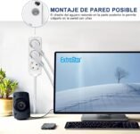 EXTRASTAR Regleta de Extensión con 3 Tomas, Cable 1,5 M Enchufe Plano, para Hogar, Oficina y Viajes, 16A, 250V, 3680W, Blanco