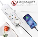 EXTRASTAR Regleta de Extensión con 3 Tomas, Cable 1,5 M Enchufe Plano, para Hogar, Oficina y Viajes, 16A, 250V, 3680W, Blanco