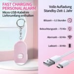 Alarma de bolsillo para mujeres, paquete de 2 llaveros de alarma personal de 130 dB, alarma de autodefensa, linterna, alarma de pánico, seguridad personal, mujeres, niños, personas mayores