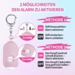 Alarma de bolsillo para mujeres, paquete de 2 llaveros de alarma personal de 130 dB, alarma de autodefensa, linterna, alarma de pánico, seguridad personal, mujeres, niños, personas mayores