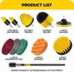 Holikme Juego de 11 piezas de accesorios para cepillos de taladro, fregadores para superficies de baño, pisos, bañeras, duchas, lechadas, azulejos, esquinas, cepillo de limpieza