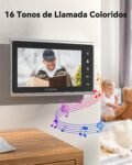 TMEZON Videoportero de 2 hilos, sistema de videoportero con monitor de 7 pulgadas y timbre con cable, Plug & Play, versión nocturna, audio bidireccional, desbloqueo del monitor
