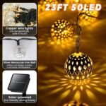 Guirnalda de Luces Solares Marroquíes 7M 50 LED con 8 Modos, IP65 Impermeable, Decoración Exterior para Jardín, Terraza, Fiesta y Boda (Blanco Cálido)