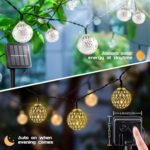 Guirnalda de Luces Solares Marroquíes 7M 50 LED con 8 Modos, IP65 Impermeable, Decoración Exterior para Jardín, Terraza, Fiesta y Boda (Blanco Cálido)