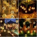 Guirnalda de Luces Solares Marroquíes 7M 50 LED con 8 Modos, IP65 Impermeable, Decoración Exterior para Jardín, Terraza, Fiesta y Boda (Blanco Cálido)