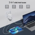 BSEED Enchufe de Pared con USB 20W y Tipo C, Enchufe USB C Cristal, Carga Rápida, 3 en 1, Fácil Instalación, 1 Enchufe, 86 mm Blanco