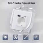 BSEED Enchufe de Pared con USB 20W y Tipo C, Enchufe USB C Cristal, Carga Rápida, 3 en 1, Fácil Instalación, 1 Enchufe, 86 mm Blanco
