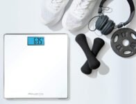 Rowenta Classic BS1501 Báscula de Baño con Pantalla LCD, Compacta, Capacidad 160 kg, Plataforma de Cristal y Apagado Automático Pilas Incluidas, Blanco