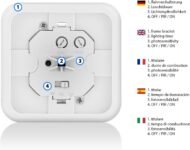 deleyCON 1 x Detector de Movimiento por Infrarrojos Montaje Empotrable en la Pared Control de Luz Interno Área de Trabajo de 160° Alcance 9 m Sensor de Luz Integrado Blanco