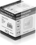 deleyCON 1 x Detector de Movimiento por Infrarrojos Montaje Empotrable en la Pared Control de Luz Interno Área de Trabajo de 160° Alcance 9 m Sensor de Luz Integrado Blanco
