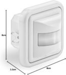 deleyCON 1 x Detector de Movimiento por Infrarrojos Montaje Empotrable en la Pared Control de Luz Interno Área de Trabajo de 160° Alcance 9 m Sensor de Luz Integrado Blanco