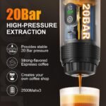 Cafetera espresso portátil con calentamiento rápido | USB-C | Cafetera portátil automática 3 en 1 fácil de usar | Ideal para viajes, oficina y camping (PRO 80ML LED)