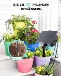 RAINPOINT Sistema de riego solar automático 121 modos de temporizador Riego exterior para plantas en macetas Balcón Jardín Invernadero Batería 2000mAh 45L/H