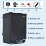 Smad Frigorífico Gas Butano 12 V 220 V, Trivalente 40 L, Pequeño Silencioso para Furgoneta Camper, Autocaravana, Caravana, RV, 28 mbar, Negro