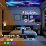(Aplicación integrada y modos estrella) Mini proyector compatible con 4K 1080P con aplicaciones Star Modes WiFi 6 BT 5.2 Auto Keystone, compatible con TV Stick/Smartphone/HDMI/USB, negro