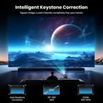 (Aplicación integrada y modos estrella) Mini proyector compatible con 4K 1080P con aplicaciones Star Modes WiFi 6 BT 5.2 Auto Keystone, compatible con TV Stick/Smartphone/HDMI/USB, negro