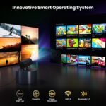 (Aplicación integrada y modos estrella) Mini proyector compatible con 4K 1080P con aplicaciones Star Modes WiFi 6 BT 5.2 Auto Keystone, compatible con TV Stick/Smartphone/HDMI/USB, negro