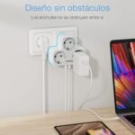 TESSAN Thief Enchufes Planos Modernos, Triple Multi Enchufe con 2 USB A, Regleta Multienchufe de Pared 5 en 1 3600W para Cocina, Hogar, Cargador Múltiple Compatible con Teléfono, Gris